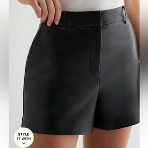 Express Editor High Waisted Faux Leather Shorts